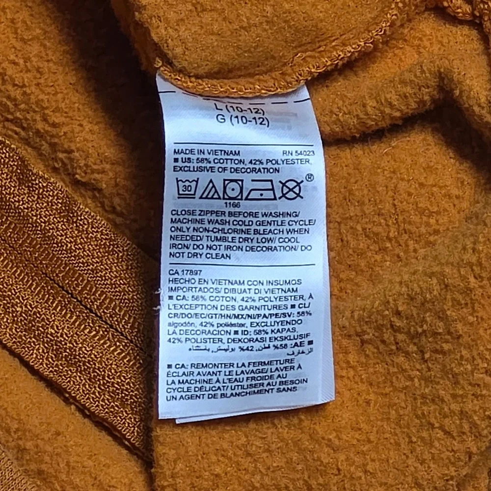 Old‎ Navy Zip Up Hoodie Sweatshirt Girl's Size L 10 12 Mustard Yellow Polkadot